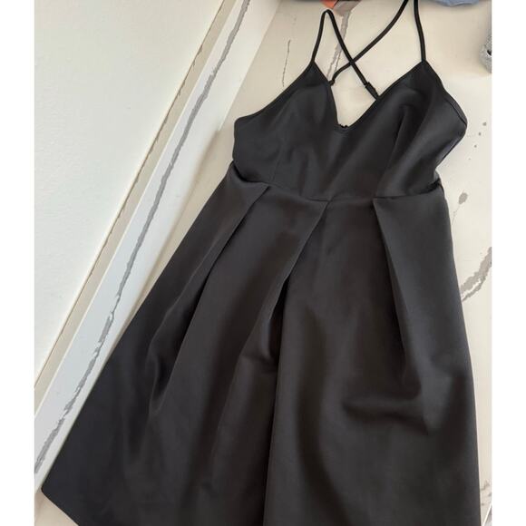 Elia Cher Strappy Black Dress Empire Waist Size Medium Black Zip Up - Picture 6 of 12